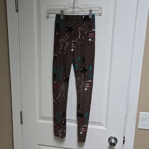 Just Cozy Kids Children Brown Nature Bears Theme Patterned Leggins 10-12 years